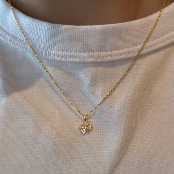 PAVE CLOVER LUCKY NECKLACE