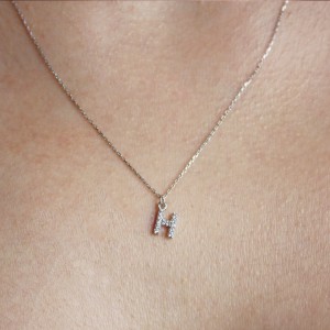 PAVE H INITIAL NECKLACE - Thumbnail