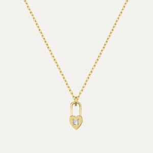  - PAVE LOCK AND HEART NECKLACE