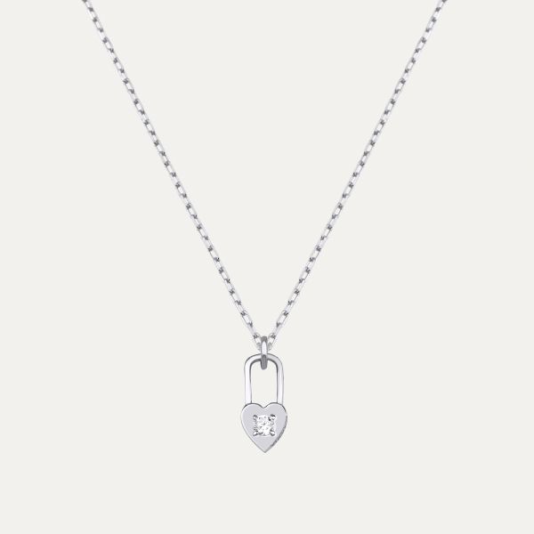 PAVE LOCK AND HEART NECKLACE